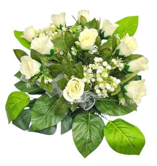 STROIK NA CMENTARZ KWIATY NA GRÓB POMNIK MISA Z OBCIĄŻENIEM BIAŁE RÓŻE