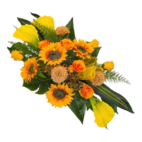 STROIK NA CMENTARZ KWIATY NA GRÓB POMNIK MISA Z OBCIĄŻENIEM SŁONECZNIKI