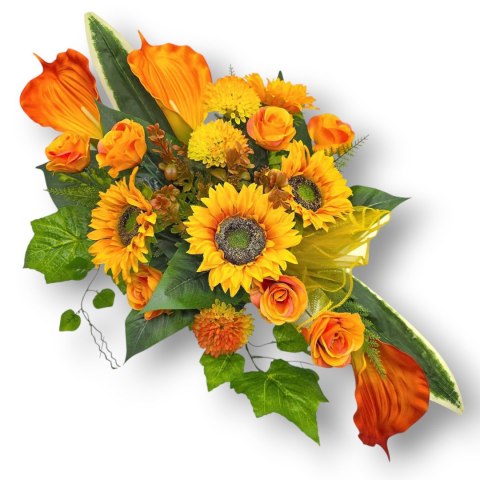 STROIK NA CMENTARZ KWIATY NA GRÓB POMNIK MISA Z OBCIĄŻENIEM SŁONECZNIKI