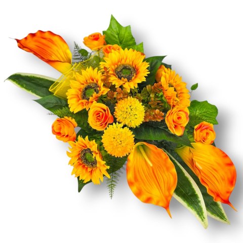 STROIK NA CMENTARZ KWIATY NA GRÓB POMNIK MISA Z OBCIĄŻENIEM SŁONECZNIKI