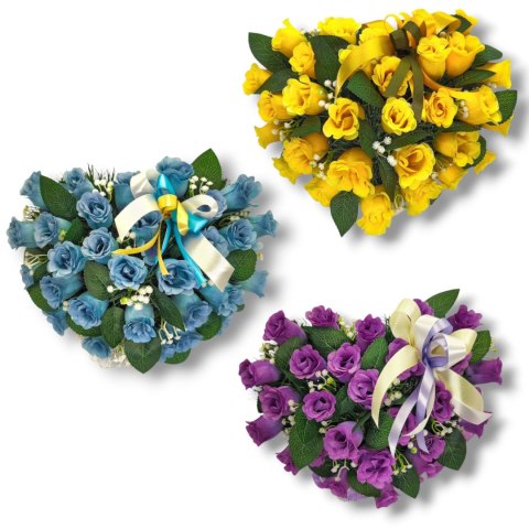 STROIK NA POMNIK SERCE KOMPOZYCJA KWIATOWA ZÓŁTE RÓŻE NA GRÓB