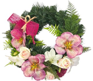 WIANEK OKRĄGŁY STROIK WIĄZANKA NA CMENTARZ DEKORACJA POD ZNICZ