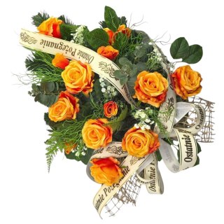 WIĄZANKA POGRZEBOWA NA FLORECIE WIENIEC RÓŻE + WŁASNY NAPIS + wysyłka 24h