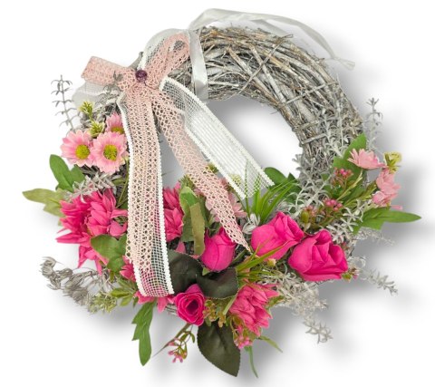 WIKLINOWY WIANEK KWIATOWY WIOSENNY LETNI STROIK DO DOMU NA DRZWI