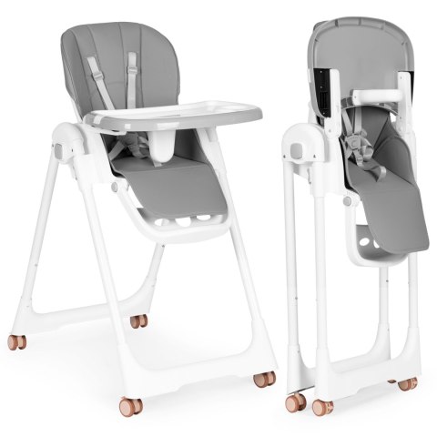 Krzesełko fotelik do karmienia regulacja wysokości ekoskóra pasy podwójna tacka ECOTOYS