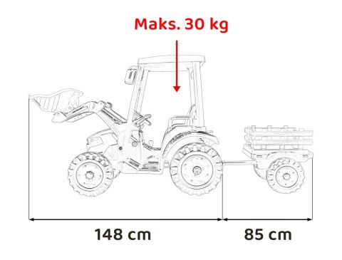 Pojazd MEGA Traktor D68 Z Przyczepką Czerwony Pojazd MEGA Traktor D68 Z Przyczepką Czerwony