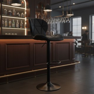 Hoker stołek barowy obrotowy regulacja wysokości podnóżek czarny ModernHome