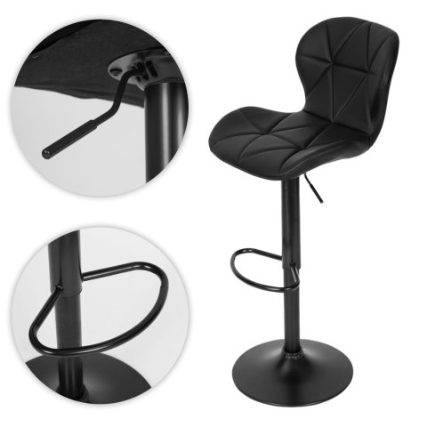 Hoker stołek barowy obrotowy regulacja wysokości podnóżek czarny ModernHome