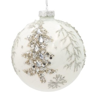 BOMBKA CHOINKOWA SZKLANA O 10 CM BIAŁY