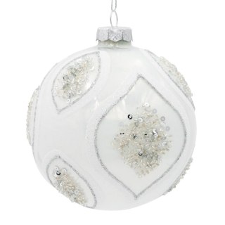 BOMBKA CHOINKOWA SZKLANA O 10 CM BIAŁY