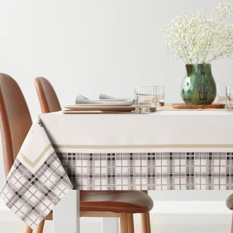 Obrus naturalno, czarny 140x200 cm gobelinowy ANGEL z motywem kraty i śnieżynek