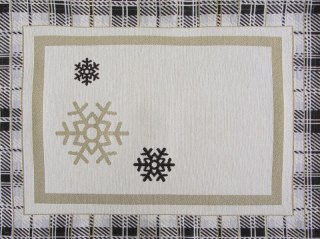 Podkładka na stół naturalno, czarny 35x45 cm gobelinowa ANGEL z motywem kraty i śnieżynek