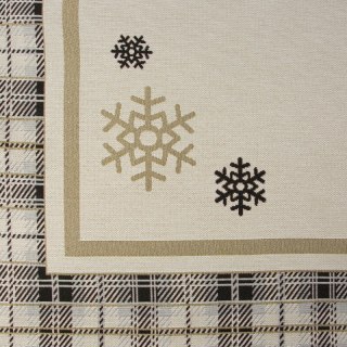 Podkładka na stół naturalno, czarny 35x45 cm gobelinowa ANGEL z motywem kraty i śnieżynek