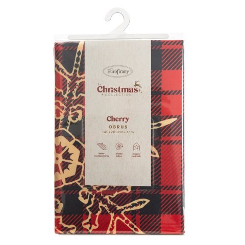OBRUS ŚWIĄTECZNY CHERRY 140 X 200 CM CZERWONY