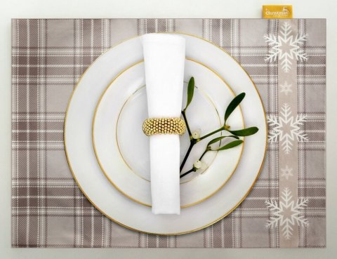 OBRUS ŚWIĄTECZNY HOLLY 30 X 40 CM BEŻOWY