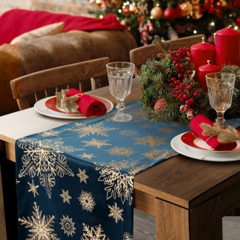 OBRUS ŚWIĄTECZNY JOY 85 X 85 CM GRANATOWY