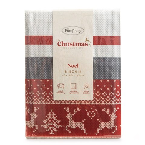 OBRUS ŚWIĄTECZNY NOEL 40 X 140 CM BIAŁY