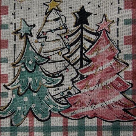 Bieżnik świąteczny na stół 33x183 cm kremowo, zielony zdobiony uroczym nadrukiem