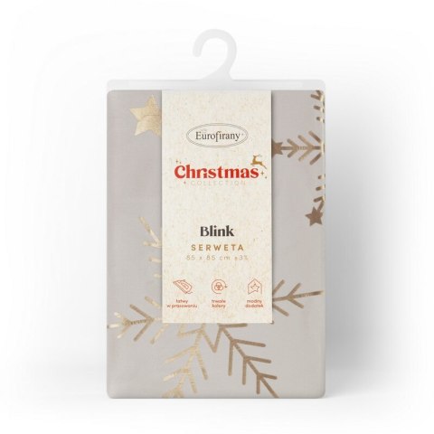 Obrus świąteczny 85x85 cm beżowo, szampański welwetowy zdobiony śnieżynkami