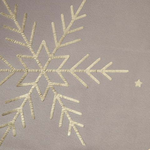 Obrus świąteczny 85x85 cm beżowo, szampański welwetowy zdobiony śnieżynkami