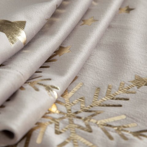 Obrus świąteczny 85x85 cm beżowo, szampański welwetowy zdobiony śnieżynkami