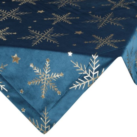 Obrus świąteczny 85x85 cm grafitowo, szampański welwetowy zdobiony śnieżynkami