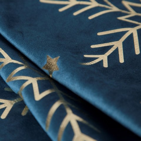 Bieżnik świąteczny na stół 40x140 cm granatowo, szampański welwetowy zdobiony śnieżynkami