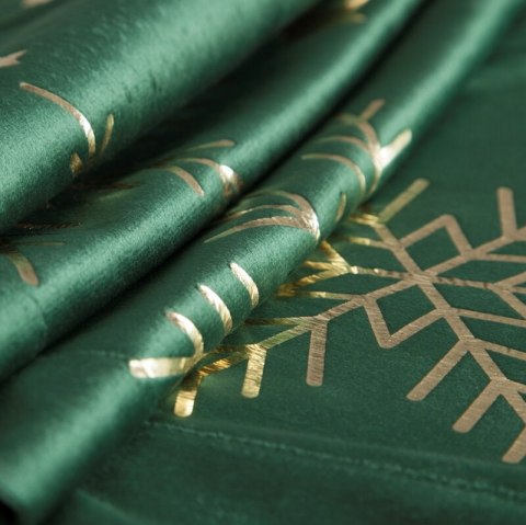 Obrus świąteczny 85x85 cm ciemnozielono, szampański welwetowy zdobiony śnieżynkami