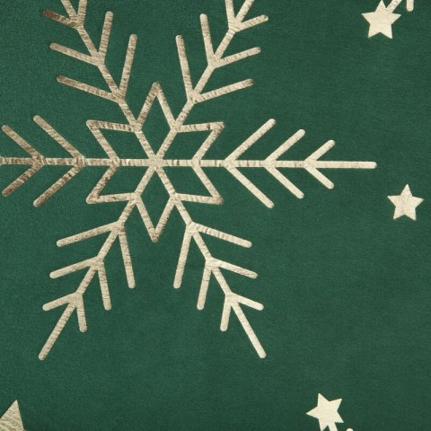 Bieżnik świąteczny na stół 40x140 cm ciemnozielono, szampański welwetowy zdobiony śnieżynkami