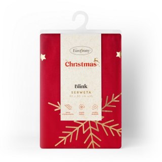 Obrus świąteczny 85x85 cm czerwono, szampański welwetowy zdobiony śnieżynkami