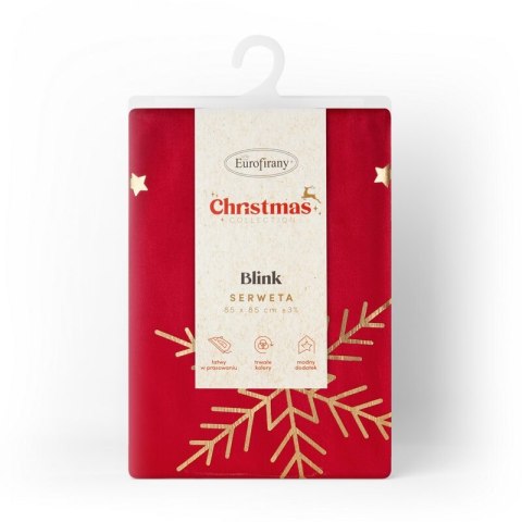 Obrus świąteczny 85x85 cm czerwono, szampański welwetowy zdobiony śnieżynkami