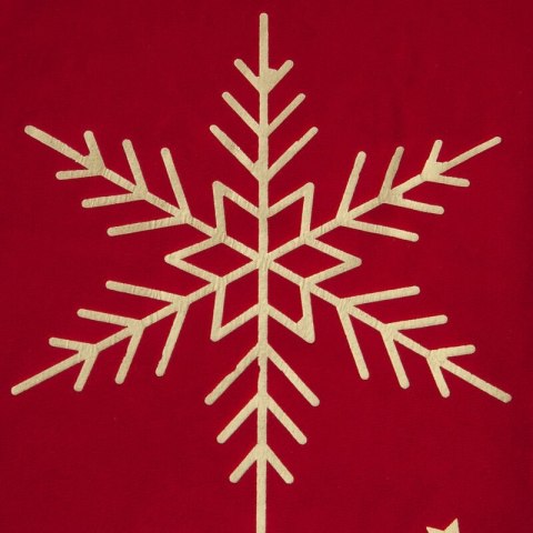 Obrus świąteczny 85x85 cm czerwono, szampański welwetowy zdobiony śnieżynkami