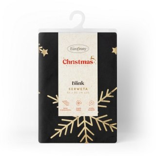 Obrus świąteczny 85x85 cm czarno, szampański welwetowy zdobiony śnieżynkami