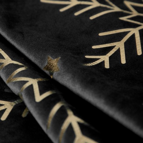 Obrus świąteczny 85x85 cm czarno, szampański welwetowy zdobiony śnieżynkami