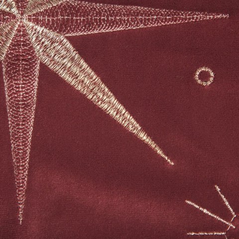 Bieżnik świąteczny na stół 40x140 cm bordowy welwetowy zdobiony szampańskimi gwiazdkami