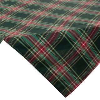 Obrus świąteczny 85x85 cm czerwono, zielony bawełniany zdobiony szkocką kratą AURORA