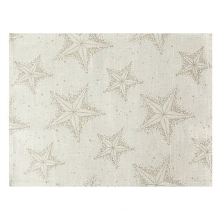 Komplet serwetek świątecznych 4 szt 30x40 cm kremowo, złoty bawełniany zdobione subtelnym wzorem gwiazdek WINTER