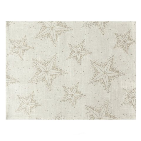 Komplet serwetek świątecznych 4 szt 30x40 cm kremowo, złoty bawełniany zdobione subtelnym wzorem gwiazdek WINTER