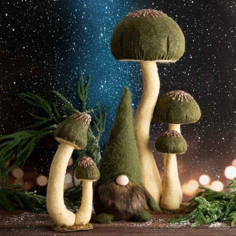 Figurka dekoracyjna świąteczna GRZYBEK z lśniącymi kryształkami