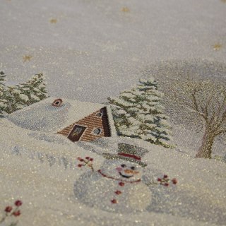 Poszewka na poduszkę 45x45 cm bawełniana, gobelinowa popielato, złocista z motywem świątecznym GOB