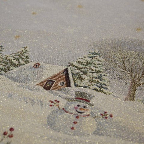 Poszewka na poduszkę 45x45 cm bawełniana, gobelinowa popielato, złocista z motywem świątecznym GOB