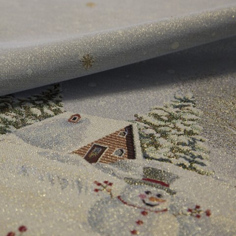 Poszewka na poduszkę 45x45 cm bawełniana, gobelinowa popielato, złocista z motywem świątecznym GOB