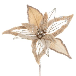 KWIAT ŚWIĄTECZNY DEKORACYJNY 277 O 40 X 35 CM BEŻOWY