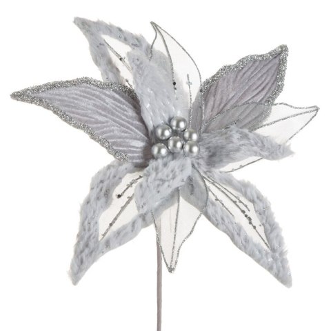 KWIAT ŚWIĄTECZNY DEKORACYJNY 278 O 40 X 35 CM SREBRNY
