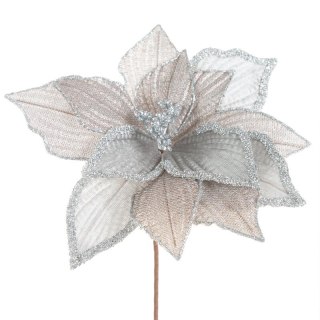 KWIAT ŚWIĄTECZNY DEKORACYJNY 280 O 30 X 35 CM SREBRNY