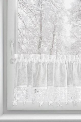 Zazdrostka biała z etaminy zdobiona świątecznymi gwiazdkami 150x30 cm tunel - XMAS