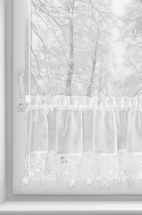 Zazdrostka biała z etaminy zdobiona świątecznymi gwiazdkami 150x30 cm tunel - XMAS