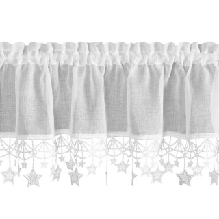 Zazdrostka biała z etaminy zdobiona świątecznymi gwiazdkami 150x30 cm tunel - XMAS