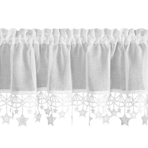 Zazdrostka biała z etaminy zdobiona świątecznymi gwiazdkami 150x30 cm tunel - XMAS