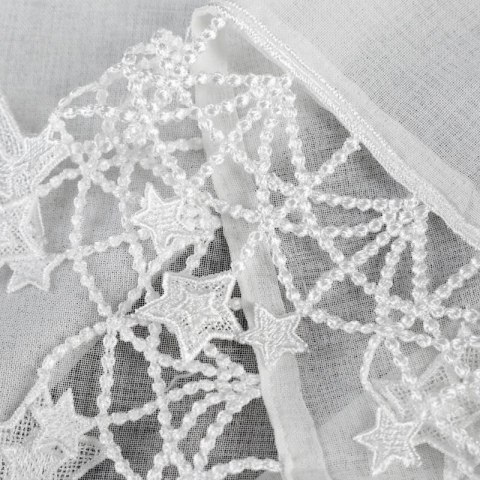 Zazdrostka biała z etaminy zdobiona świątecznymi gwiazdkami 150x30 cm tunel - XMAS